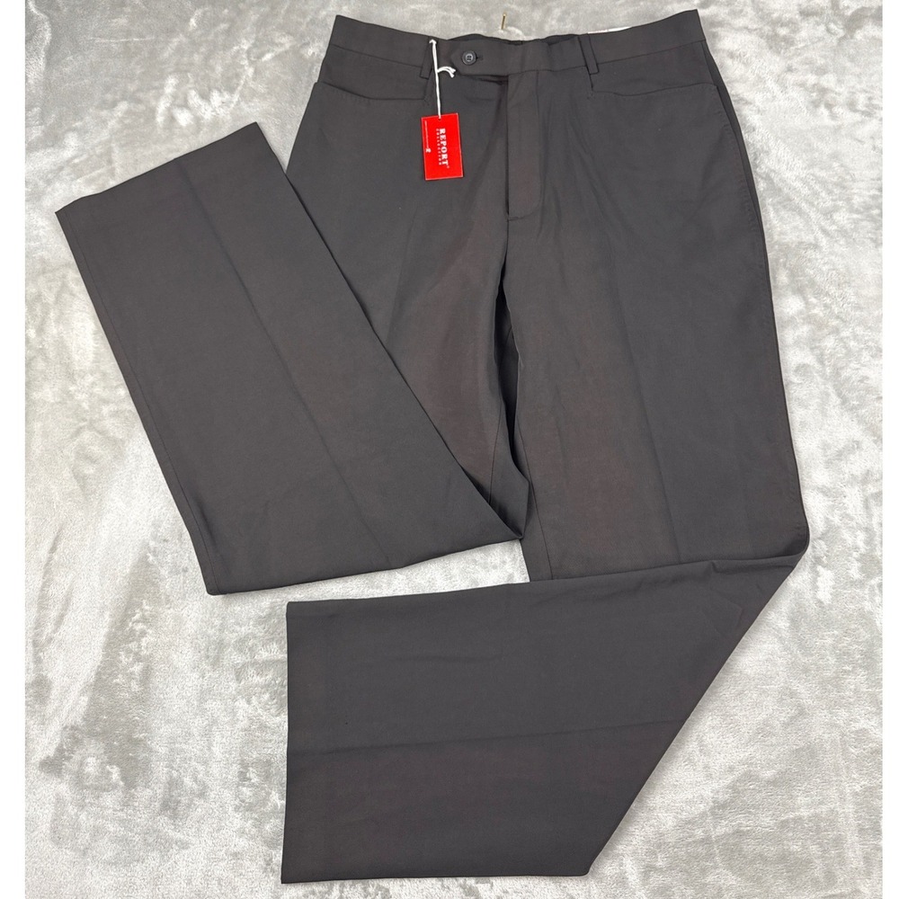 Report Collection Mens Black Stretch Straight Leg Dress Pants 33x32 NEW
